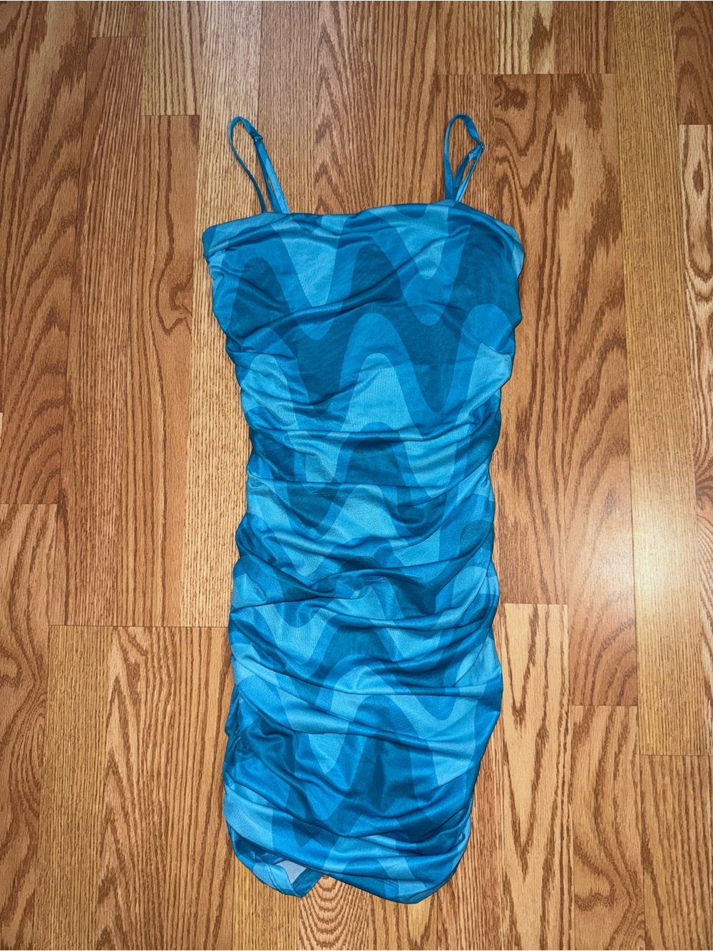 Blue Wave Print Dress
